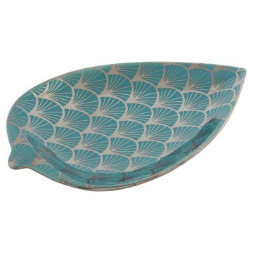 Stolové dekorácie DKD Home Decor 27,5 x 16 x 3 cm Tyrkysový Orientálny Pochrómované List rastliny