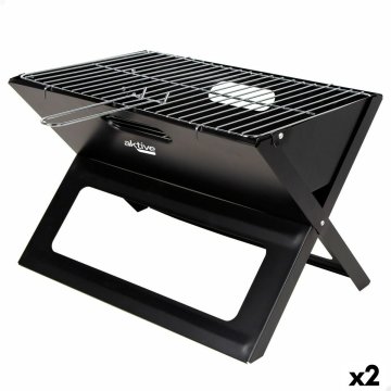 Prenosný Barbeque gril Aktive Čierna Oceľ Železo 45 x 30 x 29 cm