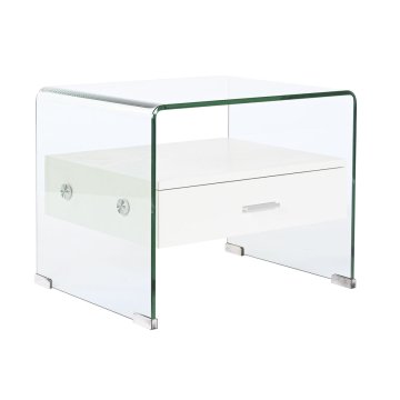 Nočný stolík DKD Home Decor Biela Transparentná Sklo Drevo MDF 50 x 40 x 45,5 cm