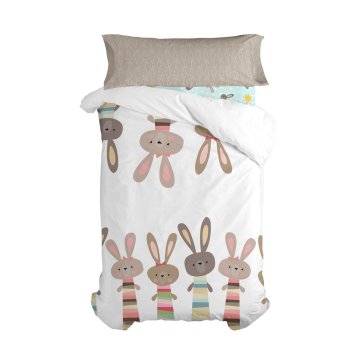 Sada poťahov na periny HappyFriday Moshi Moshi Rabbit Family Viacfarebná 80/90 cm posteľ 2 Kusy