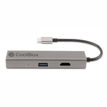 USB rozbočovač CoolBox Hub miniDOCK4 USB-C Sivá