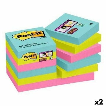 Sada lepiacich poznámkových blokov Post-it Super Sticky Viacfarebná 12 Kusy 47,6 x 47,6 mm (2 kusov)