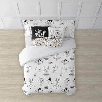 Obliečky Nordic Looney Tunes Looney B&W Biela black 175 Nite 260 x 240 cm