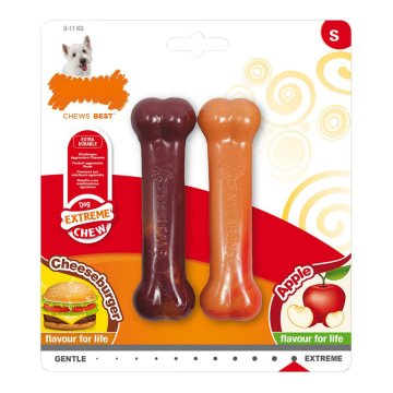 Hračka na žuvanie psa Nylabone Extreme Chew Twin Jablko Syr Hamburger Veľkosť S Nylón (2 pcs)