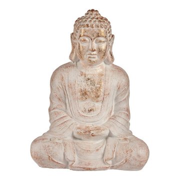 Dekoratívna socha do záhrady Buddha Biela/Zlatá Polyesterová živica (25 x 57 x 42,5 cm)