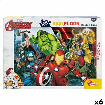 Detské puzzle The Avengers Obojstranný 108 Kusy 70 x 1,5 x 50 cm (6 kusov)