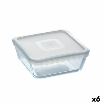 Štvorcová nádoba s vrchnákom Pyrex Cook&freeze 850 ml 14 x 14 cm Transparentná Sklo Silikónové (6 ku