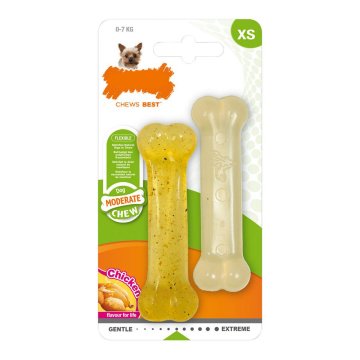 Hračka na žuvanie psa Nylabone Moderate Chew Twin Termoplast Kurča XS (2 pcs)