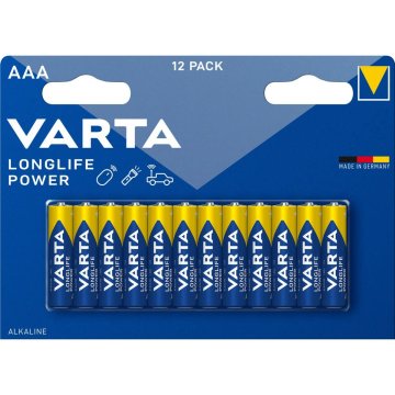 Alkalické Batérie Varta Longlife Power AAA LR03 1,5 V (12 kusov)