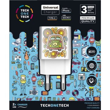 Stenová nabíjačka Tech One Tech TEC2503 Biela (1 kusov)