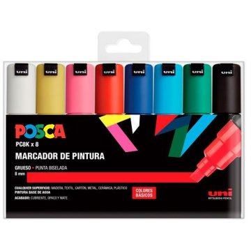 Sada fixiek POSCA PC-8K Viacfarebná 8 mm 8 Kusy