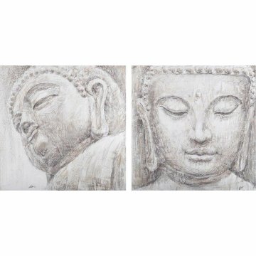 Maľba DKD Home Decor Buddha Orientálny 80 x 3,5 x 80 cm (2 kusov)