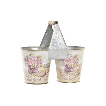 Kvetináč DKD Home Decor Ružová Kov Shabby Chic 24 x 12 x 23 cm